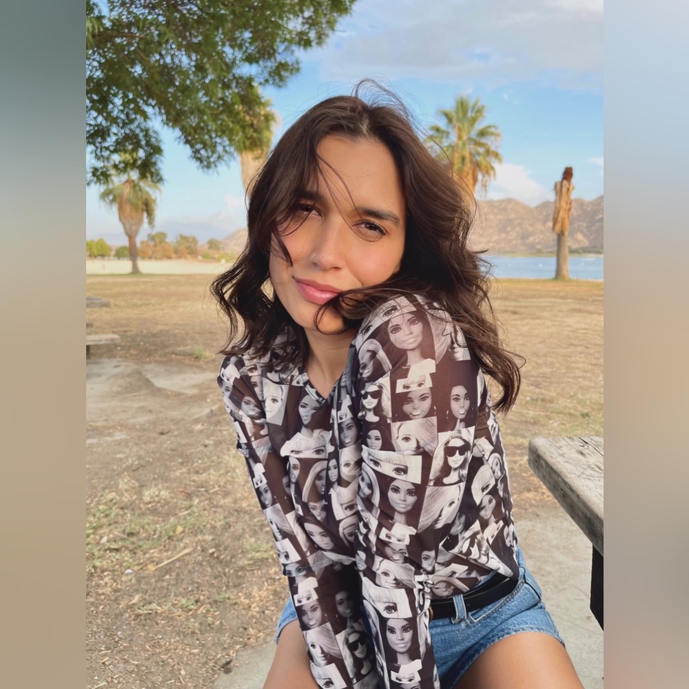 ®2020 Mattel BARBIE 🩷 Sheer Long Sleeve Barbie Crop Top ✨RARE FIND✨